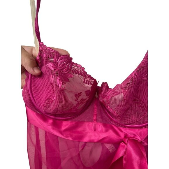 Vintage 05 Victoria's Secret Very Sexy 507344 Camisole Babydoll Pink Sheer 36C - Picture 3 of 7